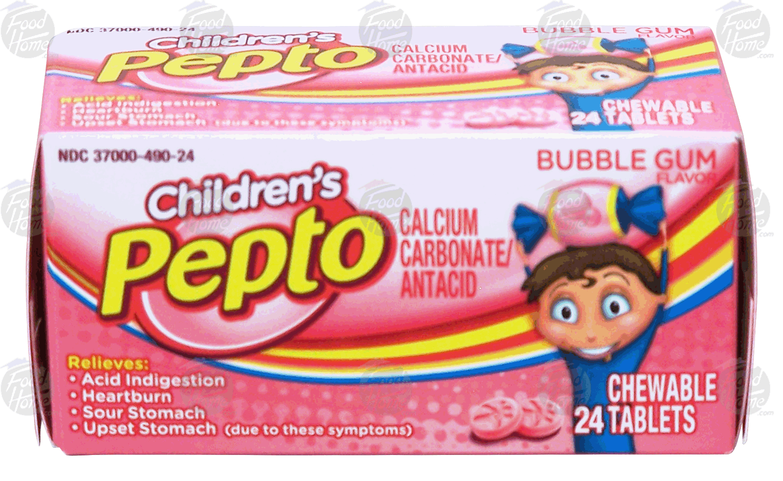Pepto-bismol&nbsp;Children's&nbsp;heartburn, acid indigestion, & sour/upset stomach reliever, children's chewable tablets, bubble gum Full-Size Picture